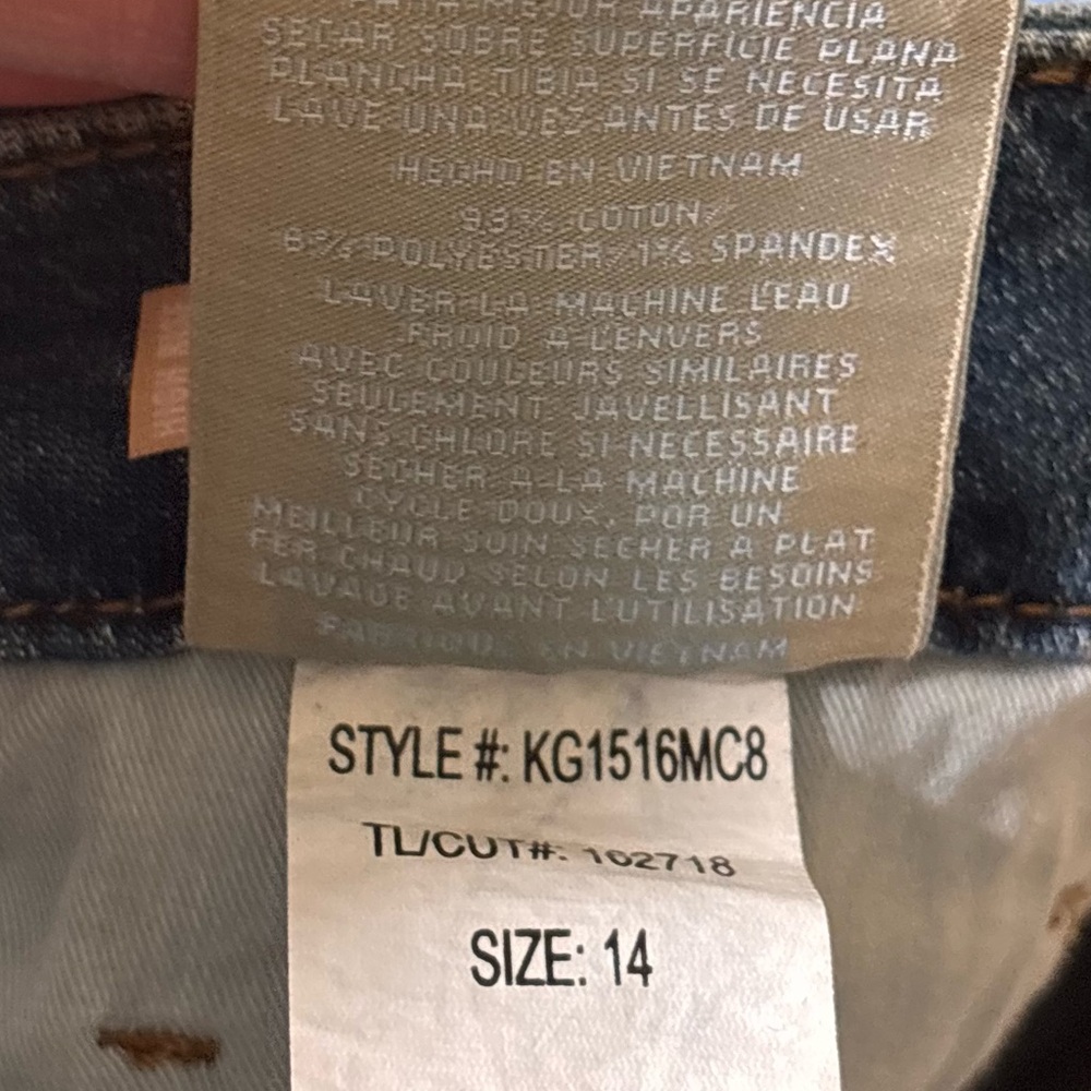 Kut from the Kloth Meg High Rise Fab Ab Ankle Wide Leg Raw Hem, Med Wash, Sz 14 - Picture 9 of 13